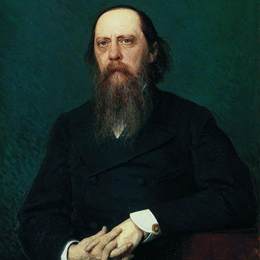 伊万·尼古拉耶维奇·克拉姆斯柯依(Ivan Kramskoy)高清作品:Portrait of the writer Mikhail Evgrafovich Saltykov  (N. Shc