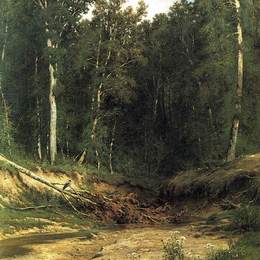 《森林溪流》伊万·希什金(Ivan Shishkin)高清作品欣赏