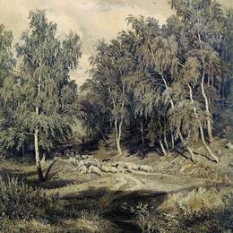 《羊群景观》伊万·希什金(Ivan Shishkin)高清作品欣赏