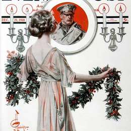 莱恩德克尔(J. C. Leyendecker)高清作品:Hanging Holly, by J. C. Leyendecker. Saturday Evening Post C