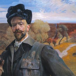 杰西克马尔塞夫斯基(Jacek Malczewski)高清作品:Self-portrait with Pisanka