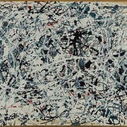 《成分（白色，黑色，蓝色和红色）》杰克逊·波洛克(Jackson Pollock)高清作品欣赏