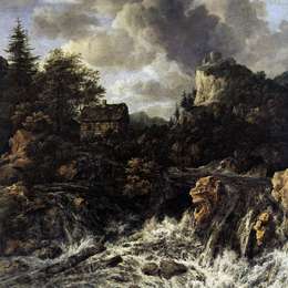 《瀑布》雅各布布·凡·雷斯达尔(Jacob van Ruisdael)高清作品欣赏