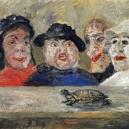 《看乌龟的面具》詹姆斯·恩索尔(James Ensor)高清作品欣赏