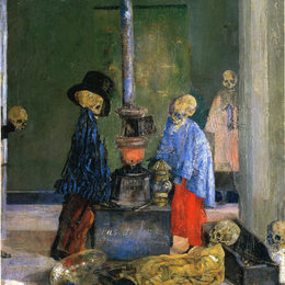 《试图温暖自己的骷髅》詹姆斯·恩索尔(James Ensor)高清作品欣赏