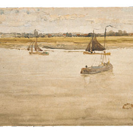 《黄金与布朗：多德雷赫特》詹姆斯·阿博特·麦克尼尔·惠斯勒(James McNeill Whistler)高清作品欣赏