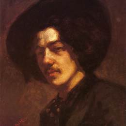 《戴帽子的惠斯勒肖像》詹姆斯·阿博特·麦克尼尔·惠斯勒(James McNeill Whistler)高清作品欣赏