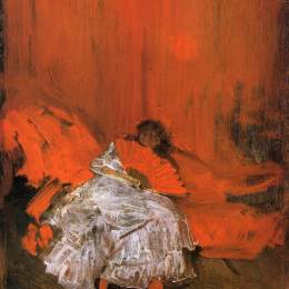 《红色和粉红色的小墨菲斯托》詹姆斯·阿博特·麦克尼尔·惠斯勒(James McNeill Whistler)高清作品欣赏