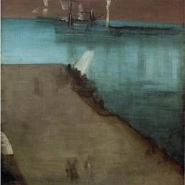 《蓝金瓦尔帕莱索湾夜景素描》詹姆斯·阿博特·麦克尼尔·惠斯勒(James McNeill Whistler)高清作品欣赏