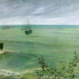 《灰色与绿色交响曲：海洋》詹姆斯·阿博特·麦克尼尔·惠斯勒(James McNeill Whistler)高清作品欣赏