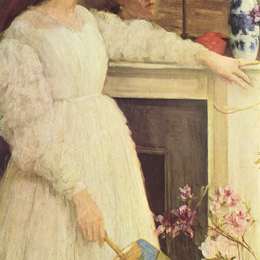 《白色交响曲，第2号：小白人女孩》詹姆斯·阿博特·麦克尼尔·惠斯勒(James McNeill Whistler)高清作品欣赏