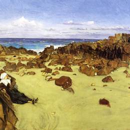 《布列塔尼海岸（又名潮人）》詹姆斯·阿博特·麦克尼尔·惠斯勒(James McNeill Whistler)高清作品欣赏