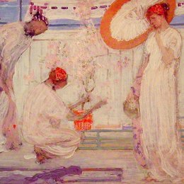 《白色交响曲：三个女孩》詹姆斯·阿博特·麦克尼尔·惠斯勒(James McNeill Whistler)高清作品欣赏