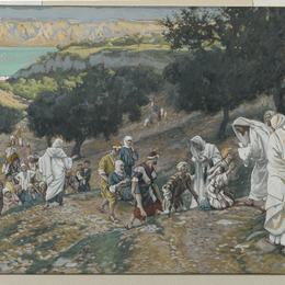 《耶稣医治瞎子，瘸在山上。》詹姆斯·天梭(James Tissot)高清作品欣赏
