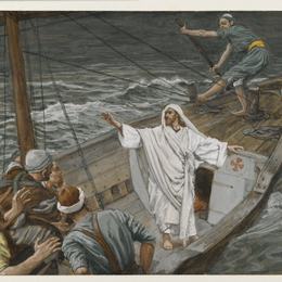 《耶稣扼杀暴风雨》詹姆斯·天梭(James Tissot)高清作品欣赏