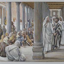 詹姆斯·天梭(James Tissot)高清作品:Jesus Walks in the Portico of Solomon (Je?sus se prome?ne d