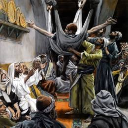 《患麻痹的人沦落为耶稣基督》詹姆斯·天梭(James Tissot)高清作品欣赏