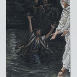 《圣彼得在海上行走（圣彼埃尔马歇尔）》詹姆斯·天梭(James Tissot)高清作品欣赏