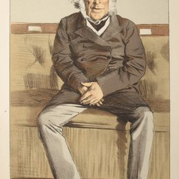 詹姆斯·天梭(James Tissot)高清作品:Statesmen No.920 Caricature of the Rt Hon Russell Gurney