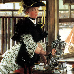 《茶时间》詹姆斯·天梭(James Tissot)高清作品欣赏