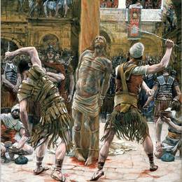 《前面的鞭笞（脸上的鞭笞）》詹姆斯·天梭(James Tissot)高清作品欣赏