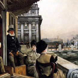 《格林尼治特拉法尔加酒馆的露台》詹姆斯·天梭(James Tissot)高清作品欣赏