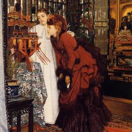 《仰望日本物体的年轻女士》詹姆斯·天梭(James Tissot)高清作品欣赏