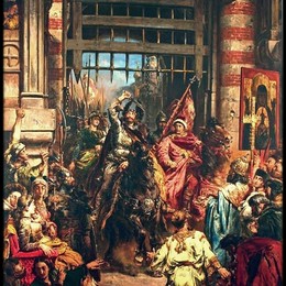 扬·马泰伊科(Jan Matejko)高清作品:Boleslaw the Brave with Sviatopolk at the Golden Gate in Kie