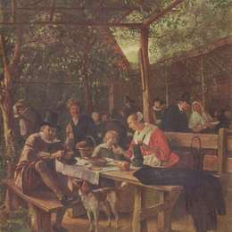 《酒吧花园》扬·斯蒂恩(Jan Steen)高清作品欣赏