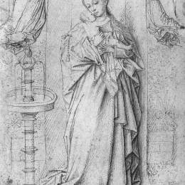 《由喷泉复制麦当娜的绘图》扬·凡·艾克(Jan van Eyck)高清作品欣赏