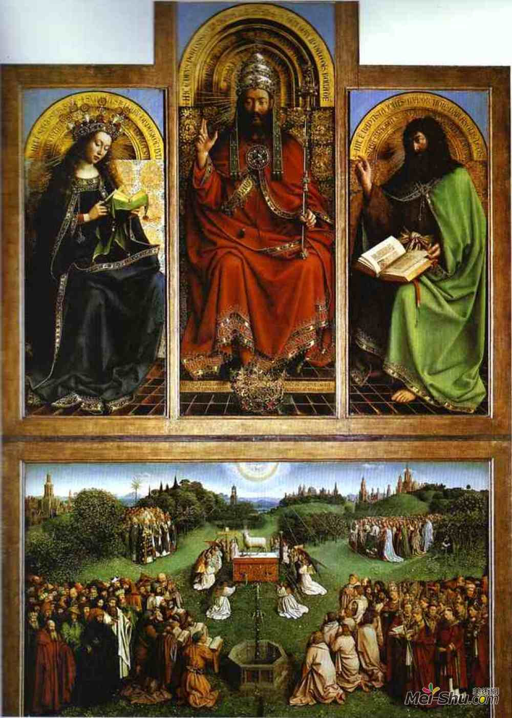 宗教绘画介质:油画,面板标签:基督教,圣徒和使徒,上帝,父亲,virgin