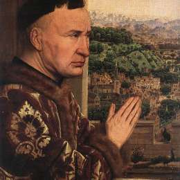 《大臣罗林的处女（细节）》扬·凡·艾克(Jan van Eyck)高清作品欣赏
