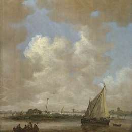 《一个河的场景，一个小岛上的小屋》扬·范·戈因(Jan van Goyen)高清作品欣赏