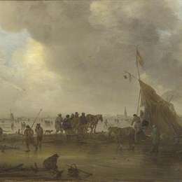 《酒馆冰上的一幕》扬·范·戈因(Jan van Goyen)高清作品欣赏