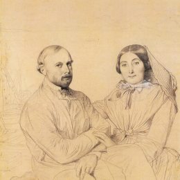 《Edmond Ramel和他的妻子，出生于Irma Donbernard》让·奥古斯特·多米尼克·安格尔(Jean Auguste Dominique Ingres)高清作品欣赏