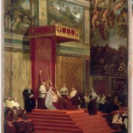 让·奥古斯特·多米尼克·安格尔(Jean Auguste Dominique Ingres)高清作品:Pope Pius VII (Luigi Barnaba Chiaramonti) attending chapel