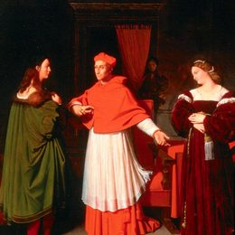 让·奥古斯特·多米尼克·安格尔(Jean Auguste Dominique Ingres)高清作品:The Betrothal of Raphael and the Niece of Cardinal Bibbiena