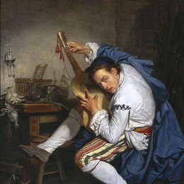 《吉他手》让·巴蒂斯特·格勒兹(Jean-Baptiste Greuze)高清作品欣赏