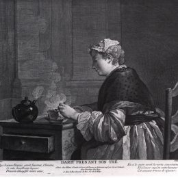 《喝茶的女士》让·巴蒂斯·西美翁·夏尔丹(Jean-Baptiste-Simeon Chardin)高清作品欣赏