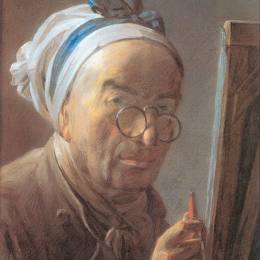 《画架自画像》让·巴蒂斯·西美翁·夏尔丹(Jean-Baptiste-Simeon Chardin)高清作品欣赏