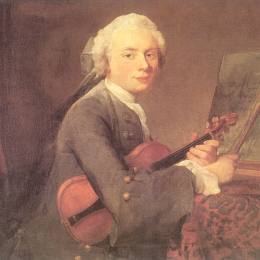 让·巴蒂斯·西美翁·夏尔丹(Jean-Baptiste-Simeon Chardin)高清作品:Young Man with a Violin (Portrait of Charles Theodose Godefr