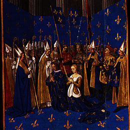 《路易斯八世加冕礼在兰斯，汉斯的卡斯蒂利亚布兰奇》让·富盖(Jean Fouquet)高清作品欣赏