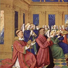 让·富盖(Jean Fouquet)高清作品:Etienne Chevalier (1410-74) and his Patron Paying Homage to