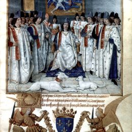 《路易十一担任圣米歇尔分会的主席》让·富盖(Jean Fouquet)高清作品欣赏