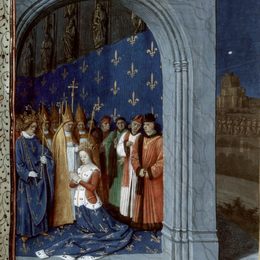 让·富盖(Jean Fouquet)高清作品:Maria of Brabants coronation in the Sainte Chapelle of Paris