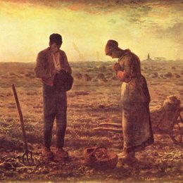 《晚祷》让-弗朗索瓦·米勒(Jean-Francois Millet)高清作品欣赏