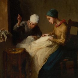 《年轻女裁缝》让-弗朗索瓦·米勒(Jean-Francois Millet)高清作品欣赏
