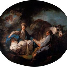 《在逃往埃及途中休息》让-奥诺雷·弗拉贡纳尔(Jean-Honore Fragonard)高清作品欣赏
