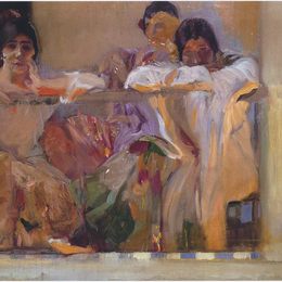 《艺术家的庭院，咖啡馆诺瓦迪兹，塞维利亚》华金·索罗拉(Joaqu&amp;amp#237n Sorolla)高清作品欣赏