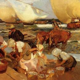 《瓦伦西亚海滩》华金·索罗拉(Joaqu&amp;amp#237n Sorolla)高清作品欣赏